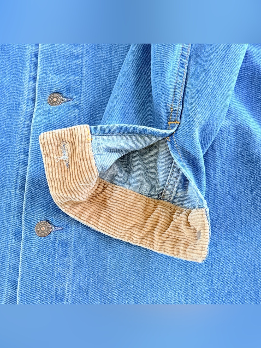 Vintage 80s Levi’s Long Denim Duster Long Coat Western Ranch Chore Jacket Ranch - Picture 6 of 15